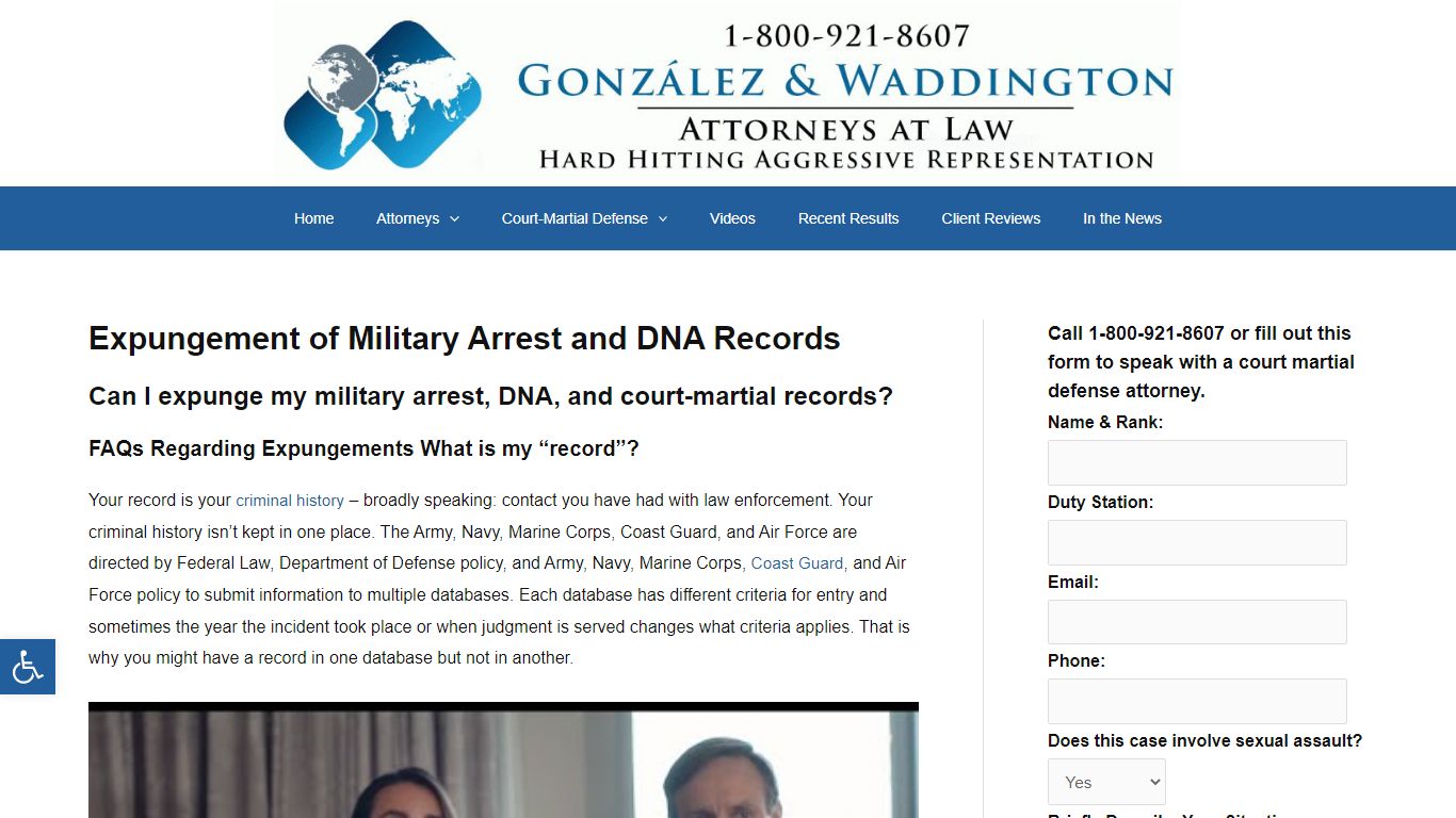 Expungement of Military Arrest and DNA Records - Michael Waddington